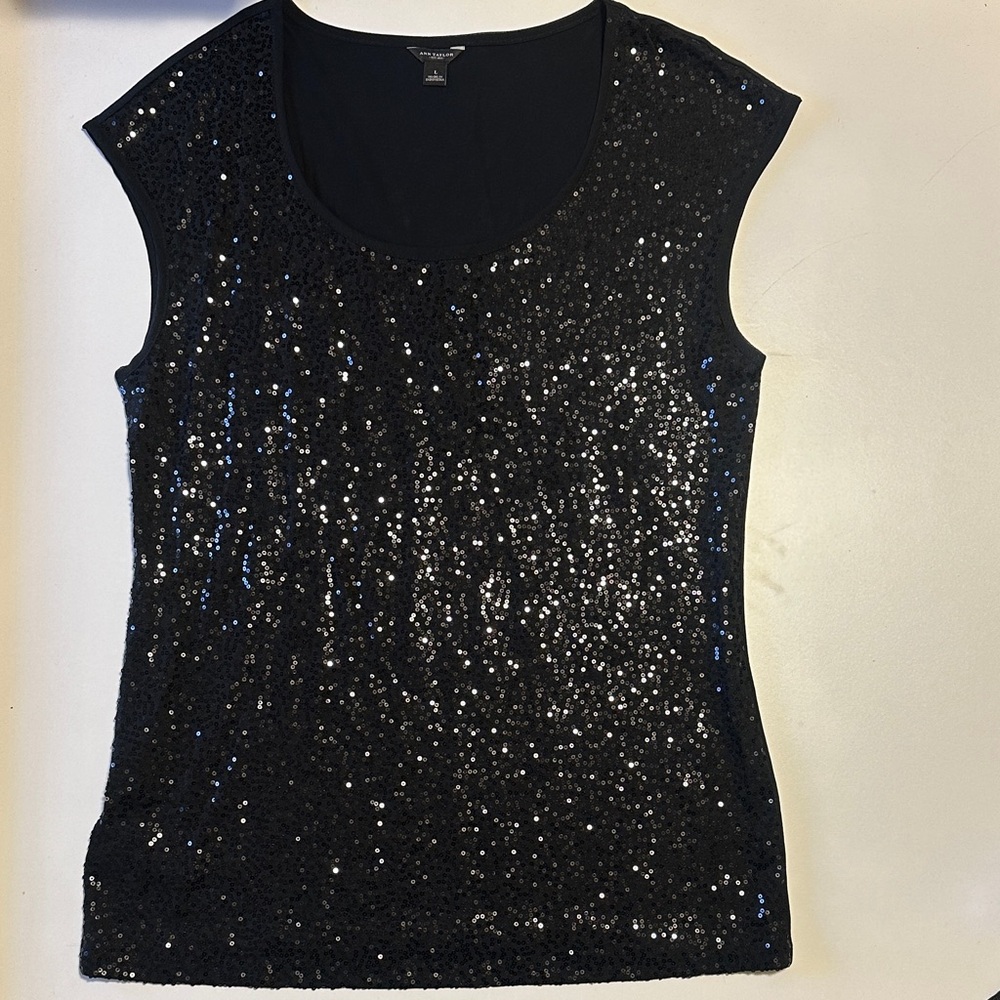 Ann Taylor Black Sequin Blouse